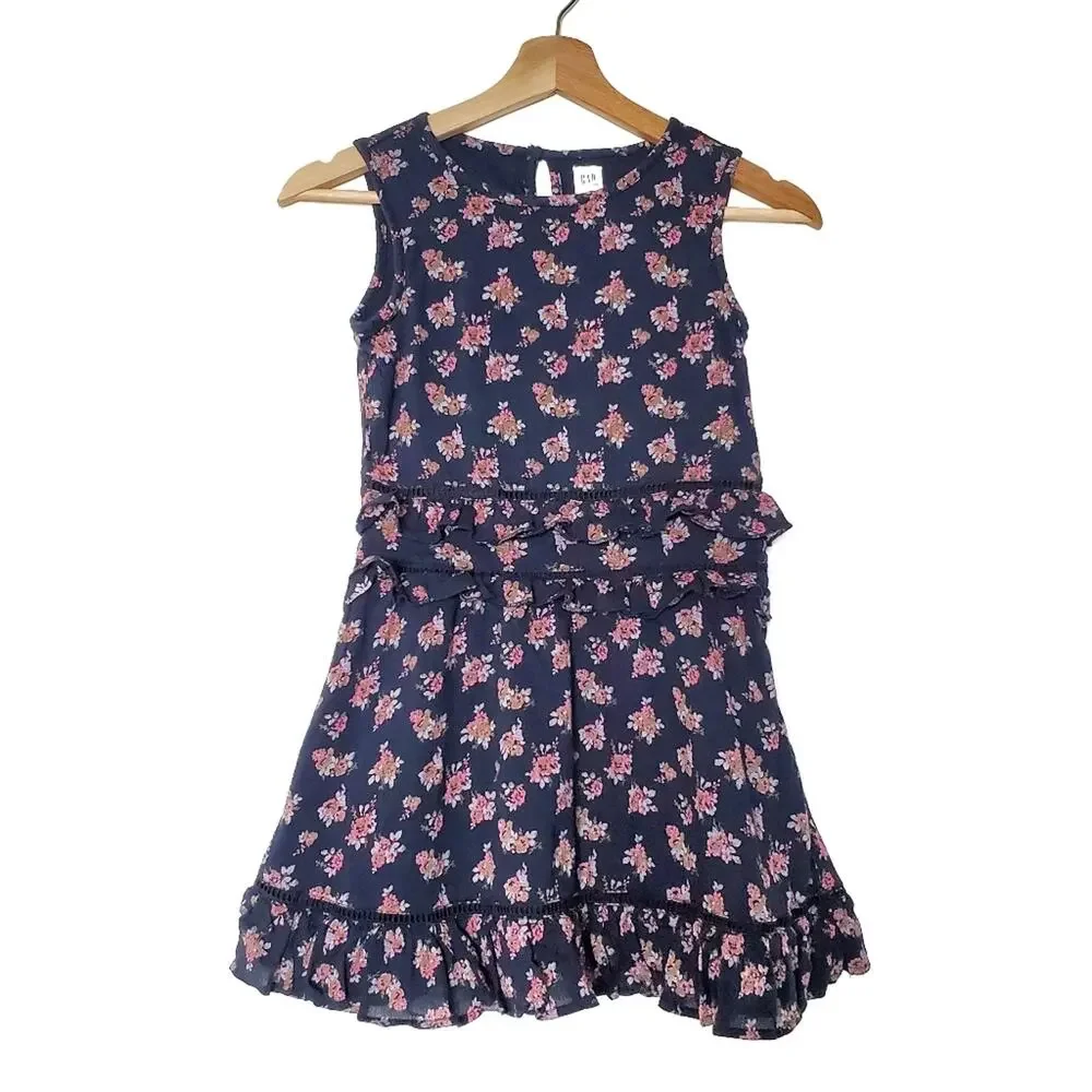GAP Kids | Floral Ruffle Dress Keyhole Back Lined Coquette